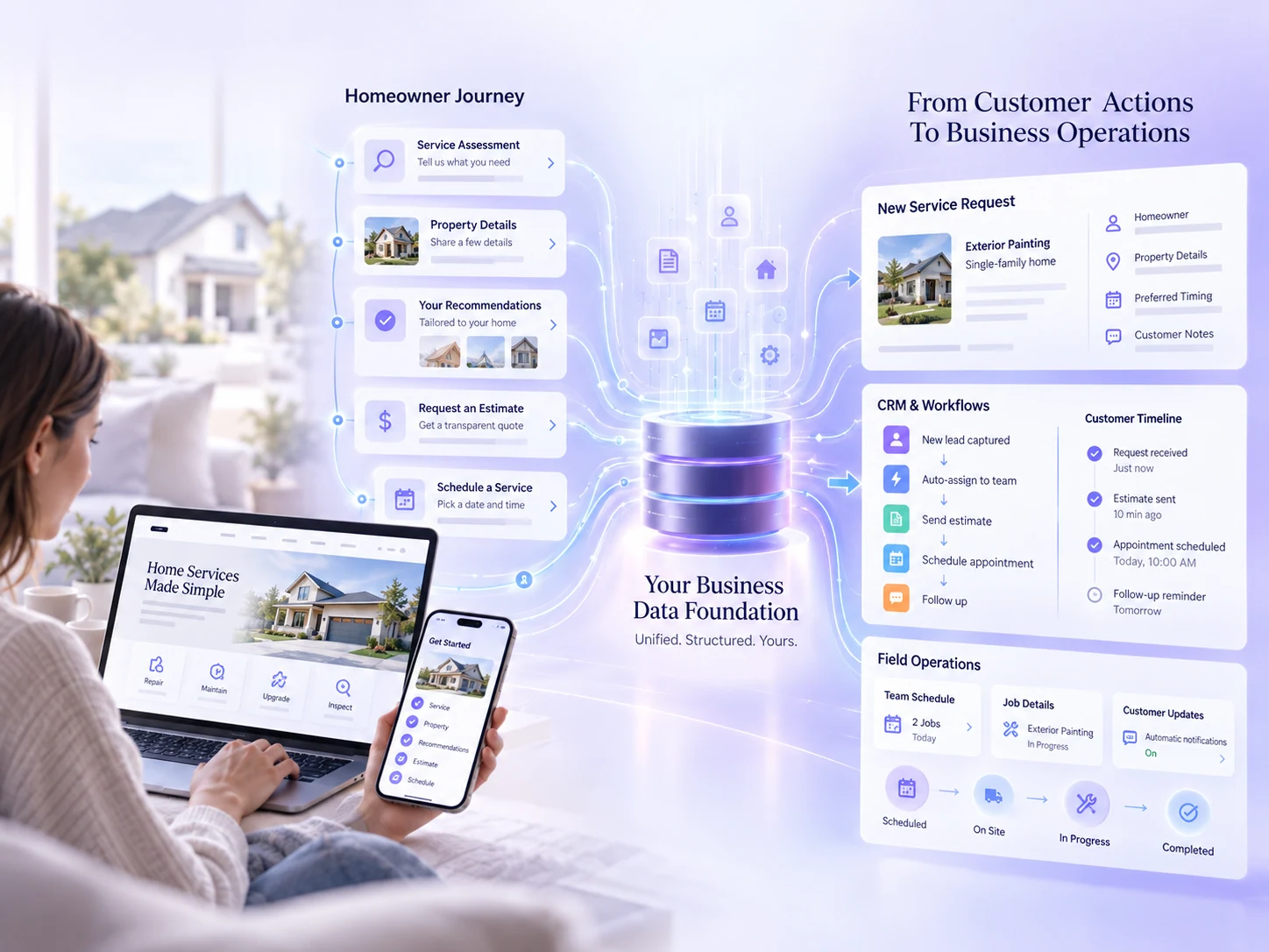 Illustration of a home services customer workflow